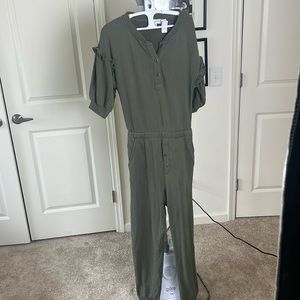 Something Navy Esmeralda Olive Green Cotton Terrycloth Jumpsuit